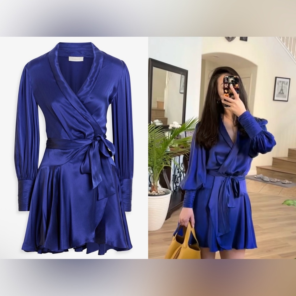 NWT AU2 ZIMMERMANN Wrap-front Silk Mini Dress